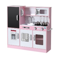 Kids Wooden Pretend Kitchen Play Set Cooking Toys Pot Ice Cup Oven Blackboard 80CM