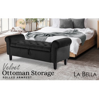 Storage Ottoman Stool Arm Bench Seat 132cm Velvet
