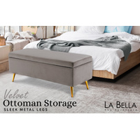 Storage Ottoman Stool Bench Seat 110cm Velvet