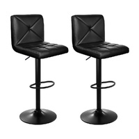 2x Bar Stools Kitchen Dining Chairs Gas Lift Stool Wooden Leather