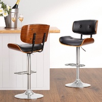 4x Bar Stools Gas Lift Leather