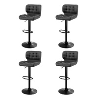 4x Bar Stools Gas Lift Leather Padded