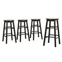 4x Bar Stools Round Chairs Wooden