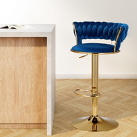 Bar Stools Gas Lift Velvet Woven Backrest