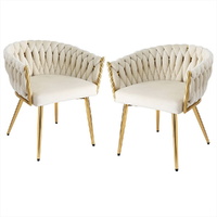 1 Set of 2 Dining Chairs Velvet Armchair
