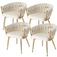 1 Set of 4 Dining Chairs Velvet Armchair