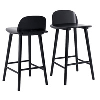 2X Wooden Bar Stool Dining Chair Ash Wood ELISE 65cm