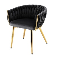 1x Dining Chair Armchair Cafe Kitchen Lounge Chairs Velvet Weaving