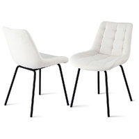2x Dining Chairs Velvet Tufted Kitchen Lounge Cafe Accent Chair