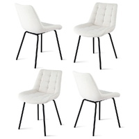 4x Dining Chairs Velvet Tufted Kitchen Lounge Cafe Accent Chair