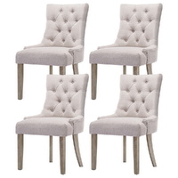 Dining Chairs Set of 4 Linen French Provincial