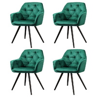 Dining Chairs Set of 4 Velvet Diamond Tufted Armchair