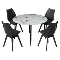 1 Dining Table and 4 Chairs Set Marble