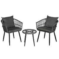 3PC Outdoor Bistro Set Patio Furniture Lounge Setting Table and Chairs