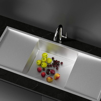 Kitchen Sink Basin Stainless Steel Under Top Flush Mount Bowl