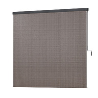 Outdoor Blinds Awning Roll Down Retractable Knit Fabric Outdoor Blinds Window Shade Brown