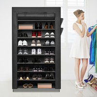 9 Tier Shoe Rack Portable Storage Cabinet Organiser Portable Wardrobe W Cover