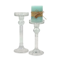 bulk 6 Clear Crystal Look Glass Candle Holder Assorted