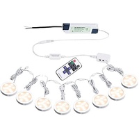 Linkable Under Cabinet LED Lighting 12V Dimmable Puck Lights Hardwired with Wireless RF Remote Control for Kitchen Mood Lighting White