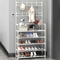 Shoe Rack Storage Cabinet Coat Hat Stand Metal Shelves 12 Pairs 60CM