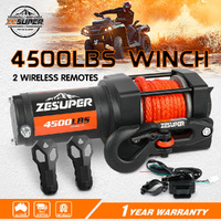 ZESUPER 4500lb Electric Winch 12V Synthetic Rope Boat Winch ATV Winch Kit Boat Winch UTV 4WD Wireless RemoteX2