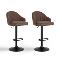 2x Bar Stools Kitchen Swivel Gas Lift Counter Chair Shell Leather
