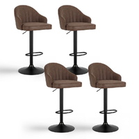 4x Bar Stools Kitchen Swivel Gas Lift Counter Chair Shell Leather