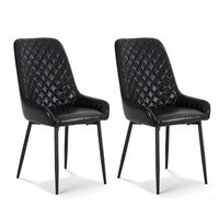 2x Dining Chairs Retro PU Leather Kitchen Lounge Cafe Accent Chair