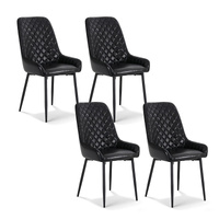 4x Dining Chairs Retro PU Leather Kitchen Lounge Cafe Accent Chair
