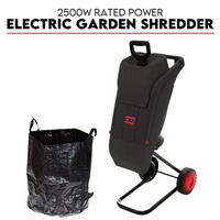 2500W Electric Garden Mulcher Shredder Portable Wood Chipper on Wheels w bag