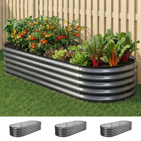 Fingers Raised Garden Bed Kit Oval Galvanized Steel Planter Boxes , Heavy Duty Metal Elevated Garden Bed for Vegetables Flowers