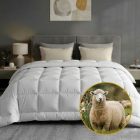 Wool Quilt 500GSM Thick Winter Doona Baffle Box Construction 100% Wool Filling