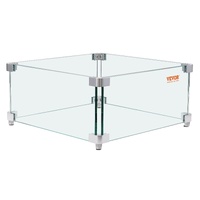 VEVOR Gas Fire Pit Wind Guard for Square Fire Table, Clear Tempered Wind Guard for Firepits, 8mm Thick Square Glass Shield, Glass P