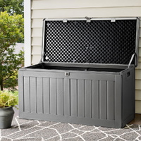 Outdoor Storage Box Container Lockable Garden Bench Tool Shed Black