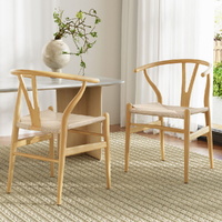 Dining Chairs Wooden Rattan Seat Wishbone Back 1 Set