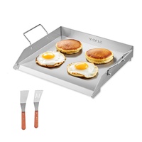 Stainless Steel Griddle, Universal Flat Top Rectangular Plate, Gas Grill Griddle for BBQ Grill, Teppanyaki, Portable Family Cookware with H