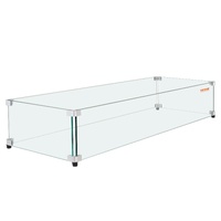 VEVOR Glass Wind Guard for Rectangular Fire Pit Table , 8mm Thick and Sturdy Tempered Glass Panel with Hard Aluminum Corner Bracket