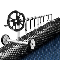 Buddy Pool Cover 600 Micron w Roller 5.55m Black Solar Blanket Pool Cover Rollers