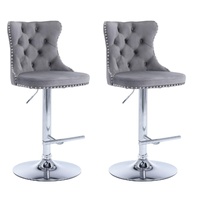 SERENIT‚àö‚Ä† Velvet Bar Stools Adjustable Swivel Counter Height Chairs with Tufted Back and Nailhead Trim for Kitchen Island Pub Restaurant ( , Ch 2P