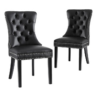 Dining Chairs Leather 1 Set Black