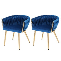 Dining Chairs Velvet Weaving Armchair 1 Set Blue