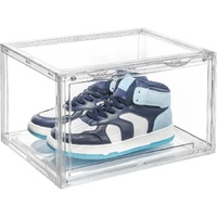 Large Acrylic Shoe Box Storage Side Door Open Stackable Boxes Transparent Clear Display Case