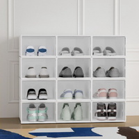 Shoe Box Storage Case Stackable Plastic Shoe Cabinet Cube White