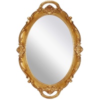 Oval Antique Vintage Carved Hanging Wall Mirror for Bedroom and Living-Room 25 by 38 cm