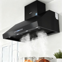 Commercial BBQ Range Hood Dual Motor W Remote Control Black