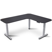 Corner Standing Desk 160 by 140cm 72-118cm Sit to Stand Up Electric Height Adjustable Desktop Silver Frame