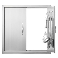 VEVOR BBQ Access Door, Double Outdoor Kitchen Door, Stainless Steel Flush Mount Door, Double Wall Vertical Door with Handles and Hooks