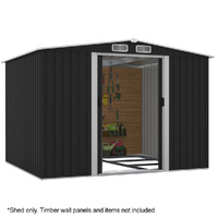 PlantCraft Galvanised Steel Garden Shed , with 2 Sliding Doors, 4 Air Vents, Gable Roof, Floor Frame