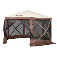 VEVOR Pop Up Gazebo Tent, Pop-Up Screen Tent 6 Sided Canopy Sun Shelter with 6 Removable Privacy Wind Cloths & Mesh Windows, Quick Set Scr