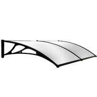 SHADE SHIELD Aluminium Exterior Awning, Black DIY External UV Rain Protection Polycarbonate Canopy Cover Clear